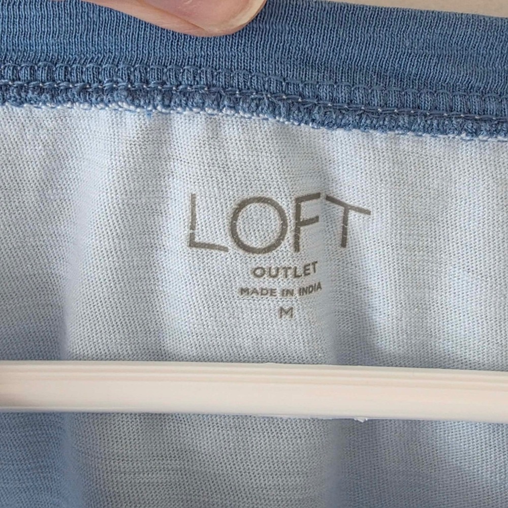 Loft Outlet Blue White Colorblock Slub Knit Ringer Tank Top Womens Medium - Picture 4 of 6